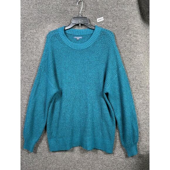 American Eagle Womens Size L Green Waffle Knit Pullover Sweater - Picture 1 of 8